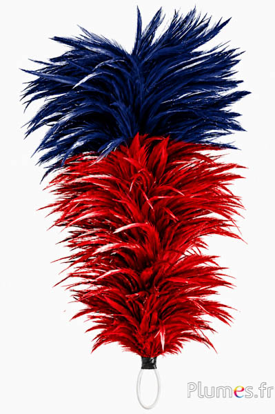 Pluim haan met ring - hoogte 40 cm - rood-nachtblauw